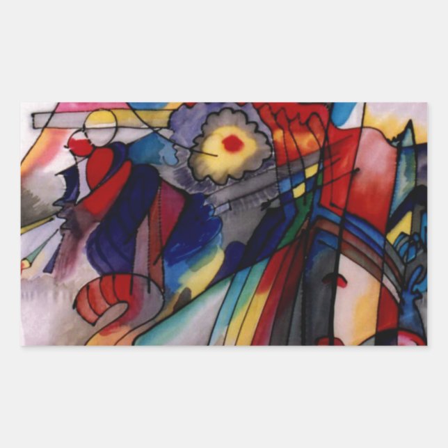 Sticker Rectangulaire Kandinsky 1913 Peinture Abstraite (Devant)