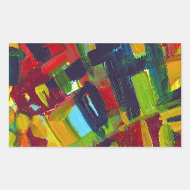 Sticker Rectangulaire Kandinsky 304 Oeuvre Abstraite colorée (Devant)