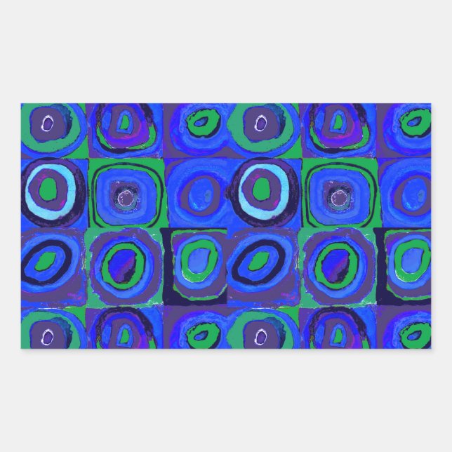 Sticker Rectangulaire Kandinsky Farbstudie Carrés Bleus Cercle Carré  (Devant)
