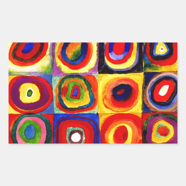 Sticker Rectangulaire Kandinsky Farbstudie Quadrates Cercles Art  (Devant)