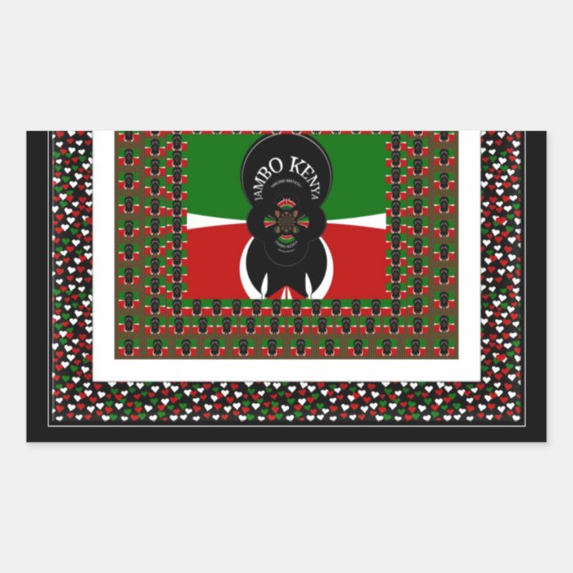 Sticker Rectangulaire Karibu Kenya : Les couleurs vives du drapeau natio (Devant)