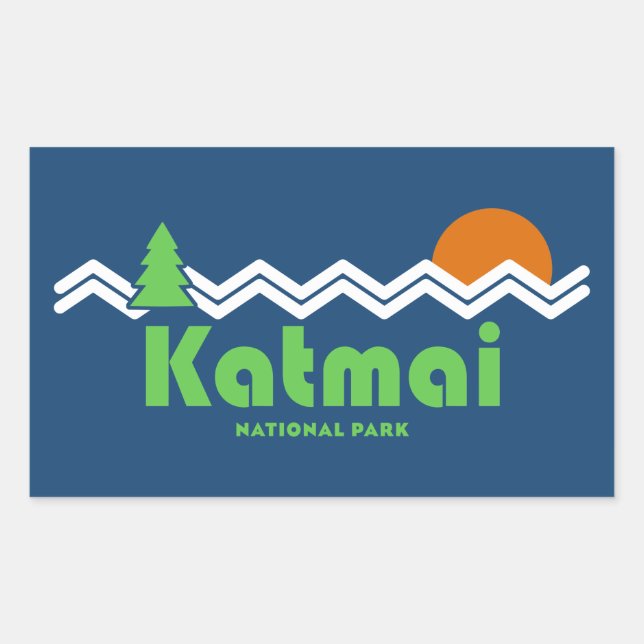 Sticker Rectangulaire Katmai National Park Retro (Devant)