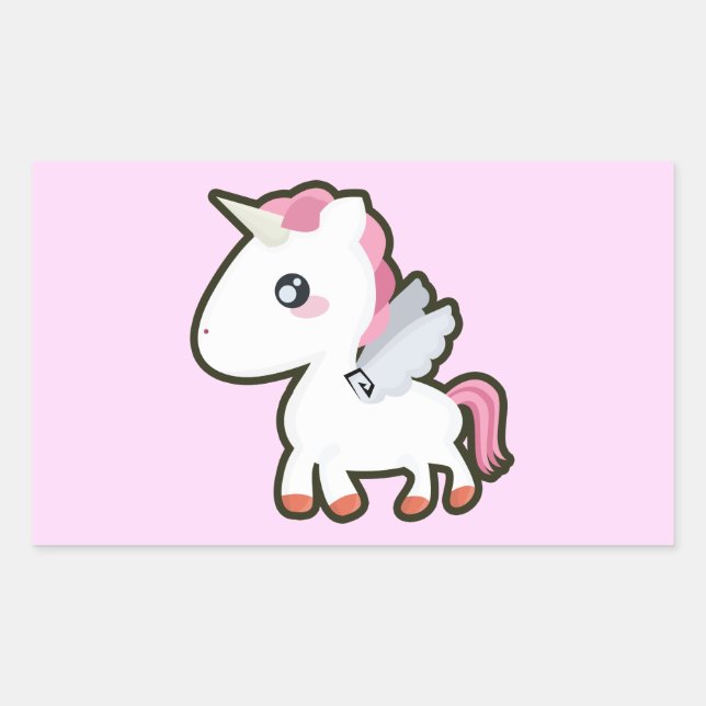 Sticker Rectangulaire Kawaii Unicorn (Devant)