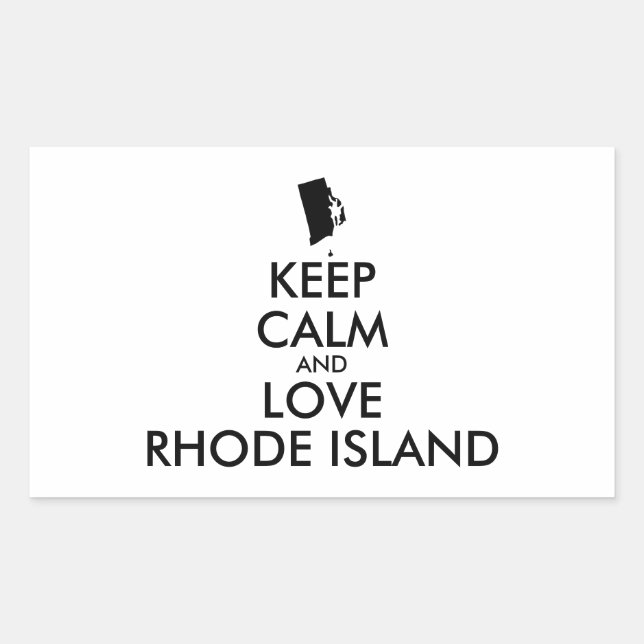 Sticker Rectangulaire KEEP CALM et LOVE RHODE ISLAND personnalisables (Devant)