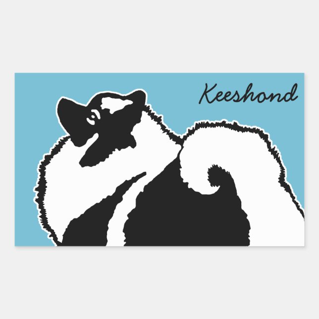 Sticker Rectangulaire Keeshond Graphics - Cute Original Chig Art (Devant)