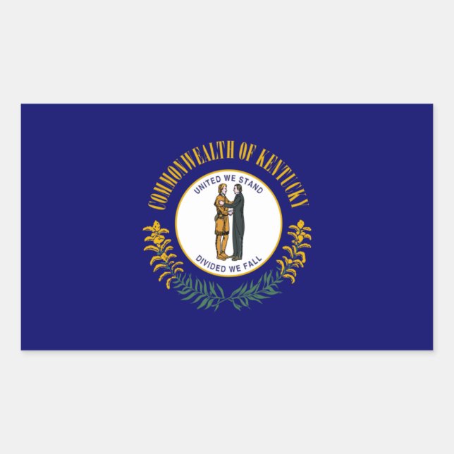 Sticker Rectangulaire Kentucky : Drapeau d'État américain du Commonwealt (Devant)