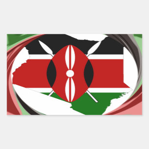 Sticker Rectangulaire Kenya Célébration drapeau coloré Carte vectorielle