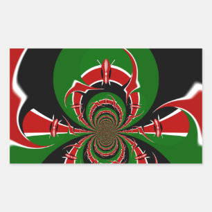 Sticker Rectangulaire Kenya noir rouge vert drapeau national couleurs de