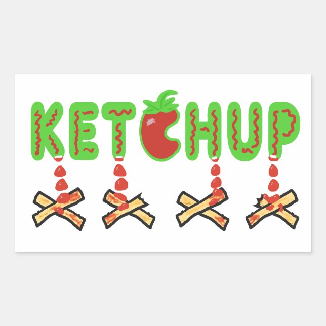 Sticker Rectangulaire Ketchup et Fries (Devant)