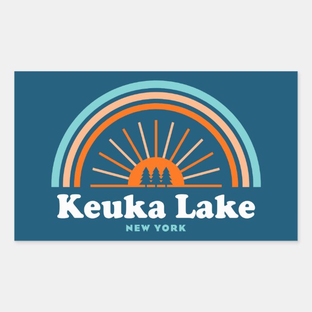 Sticker Rectangulaire Keuka Lake New York Rainbow (Devant)
