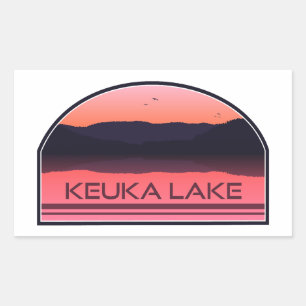 Sticker Rectangulaire Keuka Lake New York Red Sunrise