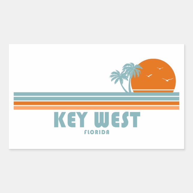 Sticker Rectangulaire Key West Florida Sun Palm Trees (Devant)