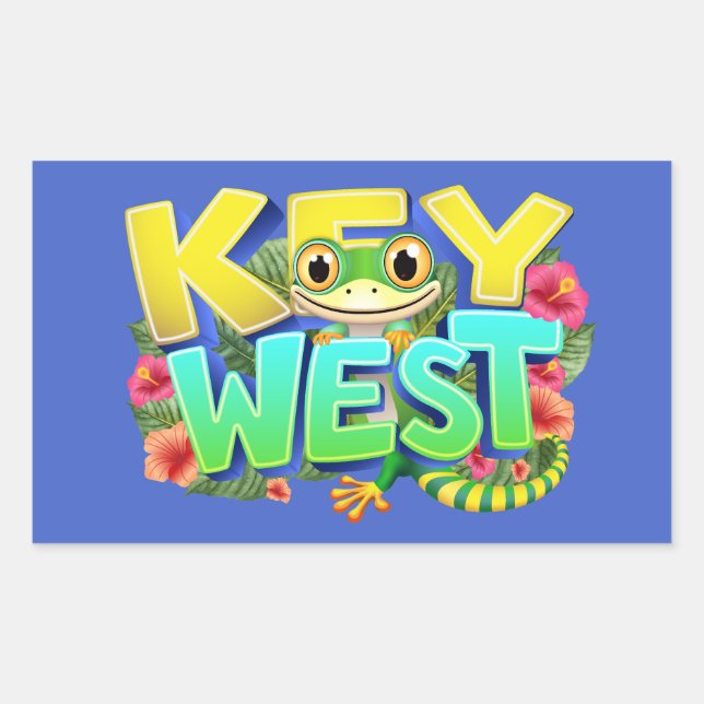 Sticker Rectangulaire Key West Gecko Floride (Devant)