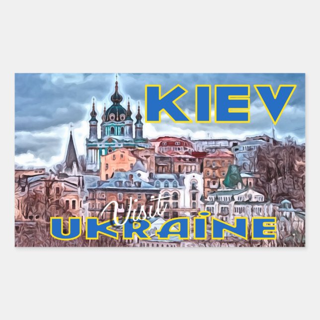 Sticker Rectangulaire Kiev, Visite Ukraine (Devant)