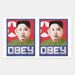 Sticker Rectangulaire Kim Jong Un Propaganda - OBEY -