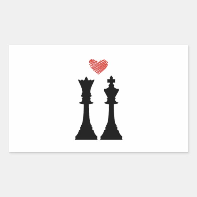 Sticker Rectangulaire King & Queen Chess Love (Devant)