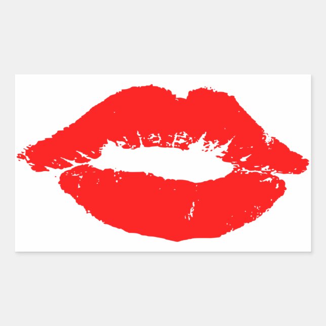 Sticker Rectangulaire Kiss Lips Red Lipstick Losion Passion Valentine (Devant)