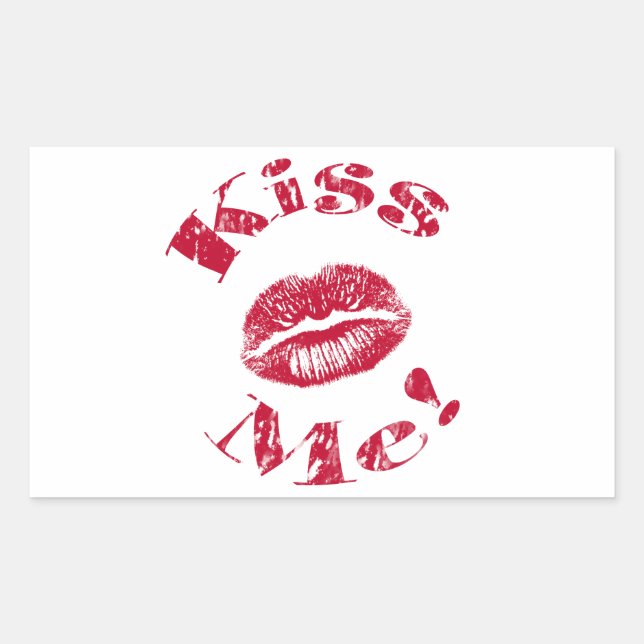 Sticker Rectangulaire Kiss Me ! Lips rouges (Devant)