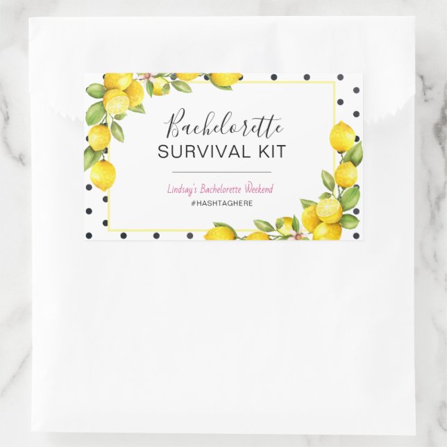 Sticker Rectangulaire Kit de Survie Lemon Bachelorette (Sac)