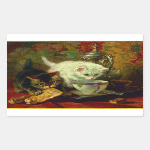 Sticker Rectangulaire Kittens Tea Party