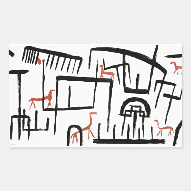 Sticker Rectangulaire Klee - Animaux dans un encolure Bâton rectangulair (Devant)