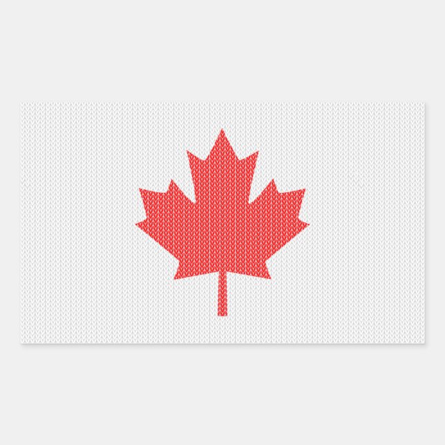 Sticker Rectangulaire Knit Style Maple Leaf Knitting Motif (Devant)