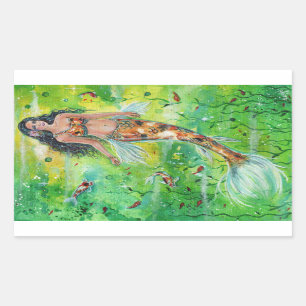 Sticker Rectangulaire Koi mermaid Lily par Renee Lavoie