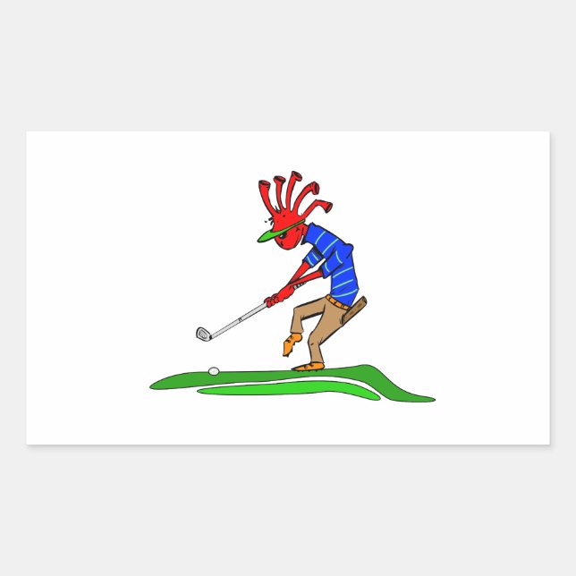 Sticker Rectangulaire Kokopelli Golfer (Devant)
