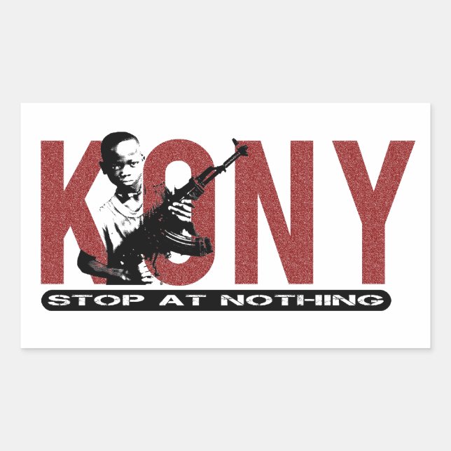 Sticker Rectangulaire KONY - Arrêtez rien. Enfant soldat (Devant)