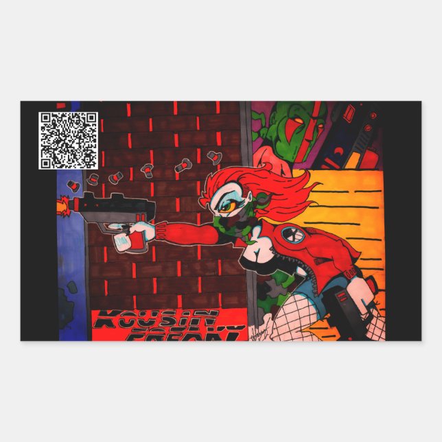 Sticker rectangulaire Kousin Freaky (Devant)