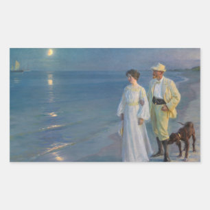 Sticker Rectangulaire Kroyer - L'artiste et sa femme sur la plage