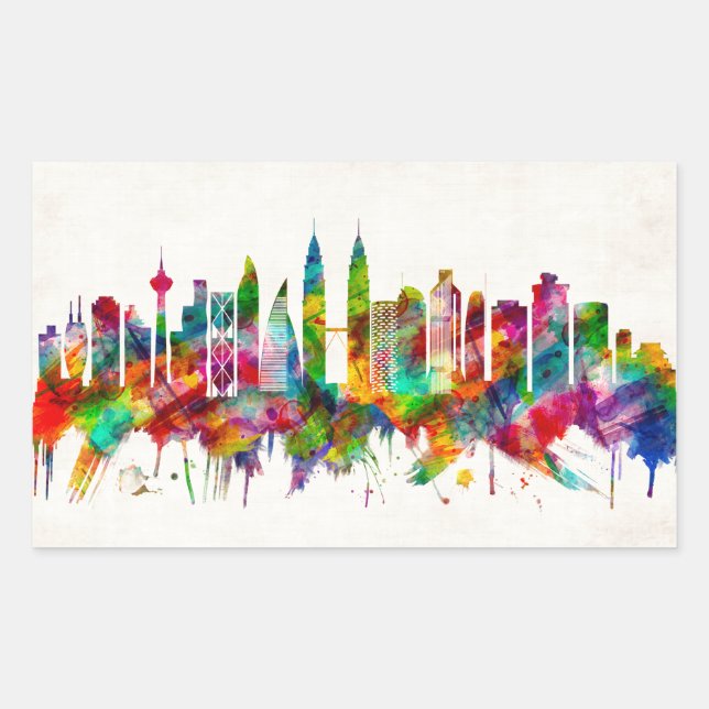 Sticker Rectangulaire Kuala Lumpur Malaisie Skyline (Devant)