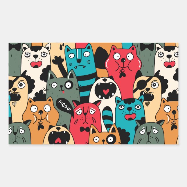 Sticker Rectangulaire La Crowd of cats (Devant)