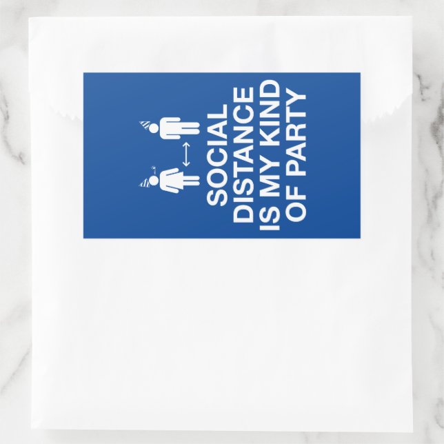 Sticker Rectangulaire La distance sociale est mon genre de parti (Sac)