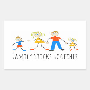Sticker Rectangulaire La famille colle ensemble