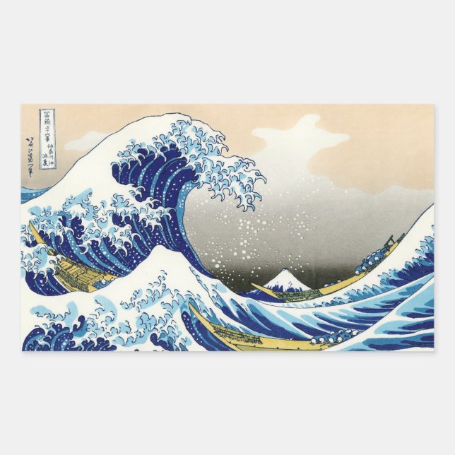 Sticker Rectangulaire La grande vague au large de Kanagawa Katsushika Ho (Devant)