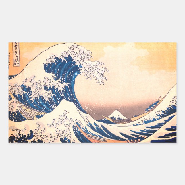 Sticker Rectangulaire La Grande Vague - L'art japonais (Devant)