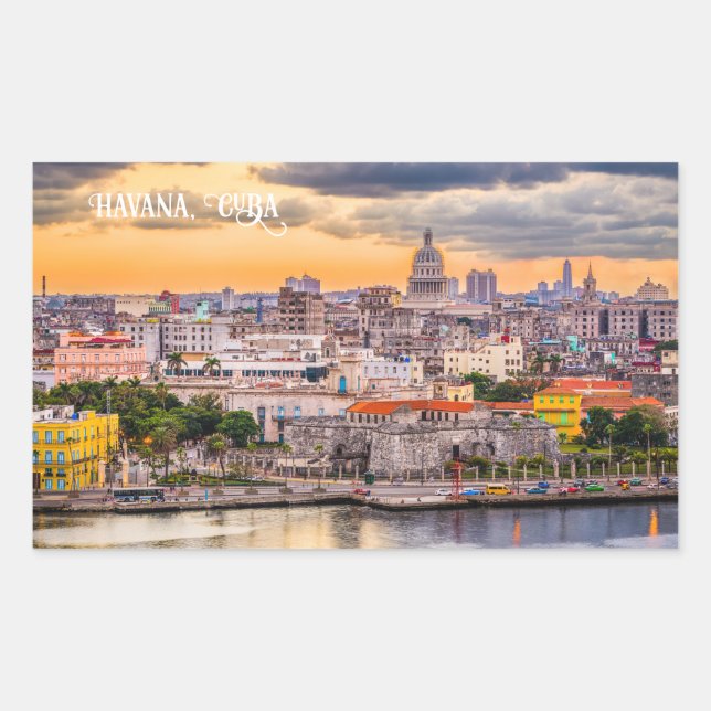 Sticker Rectangulaire La Havane CUBA (Devant)