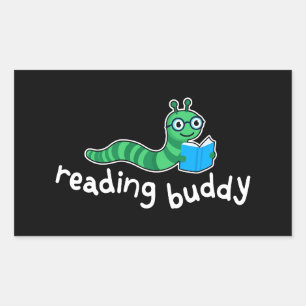 Sticker Rectangulaire La lecture de boudddy Cute livre avec livre