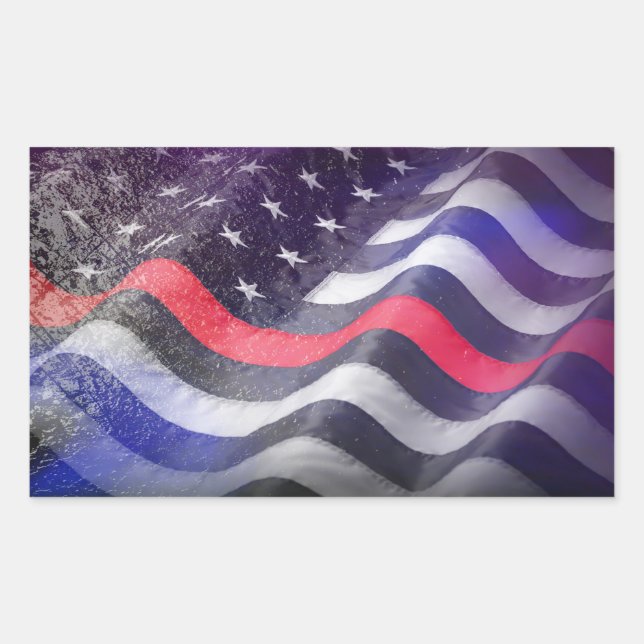 Sticker Rectangulaire La Ligne Rouge Mince (Devant)