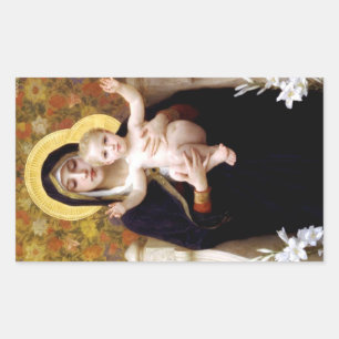 Sticker Rectangulaire La Madone des Lys (de William Bouguereau)