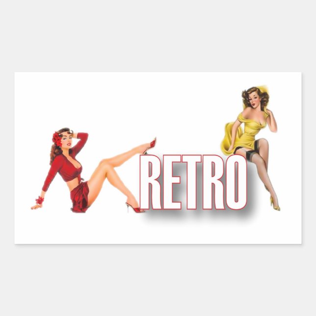 Sticker Rectangulaire La marque RETRO (Devant)