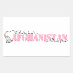 Sticker Rectangulaire La moitié de mon coeur est en Afghanistan
