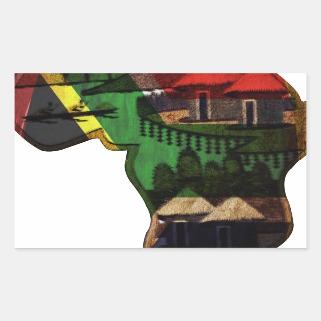 Sticker Rectangulaire La mosaïque africaine en effervescence : Art Motif (Devant)