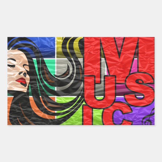 Sticker Rectangulaire La musique est ma vie (Devant)