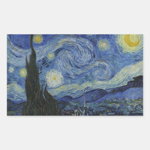 Sticker Rectangulaire La Nuit étoilée par Vincent Van Gogh