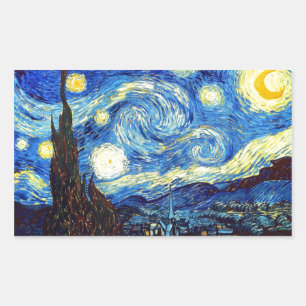 Sticker Rectangulaire La nuit étoilée par Vincent van Gogh 1889