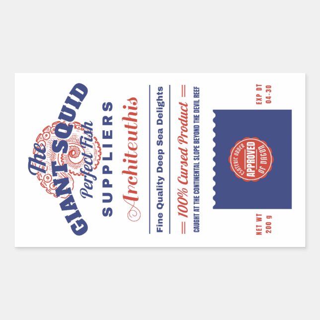 Sticker Rectangulaire La Pêche Au Calmar Géant Innsmouth (Devant)