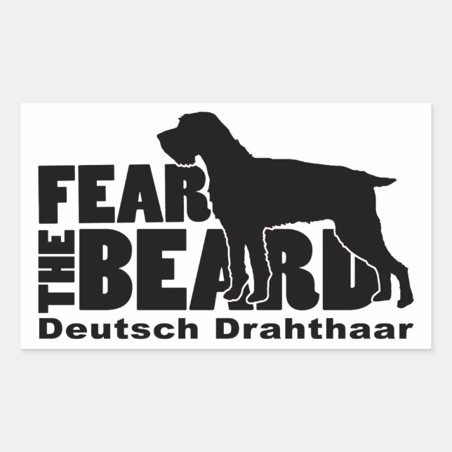 Sticker Rectangulaire La peur de la barbe - Deutsch Drahthaar Gear (Devant)