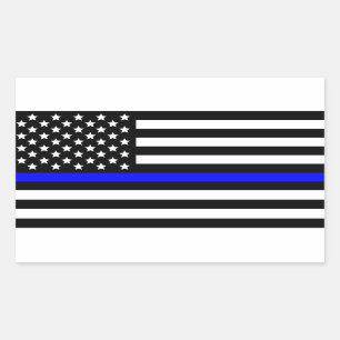 Sticker Rectangulaire La police amincit le drapeau américain de Blue